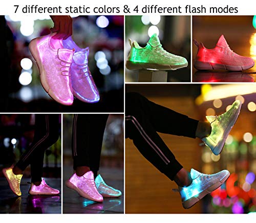 Hot Dingding Fiber Optic Led Shoes For Women Men Light Up Sneakers For Adult Usb Charging Flashing Luminous Trainers Shoes White thumb #3