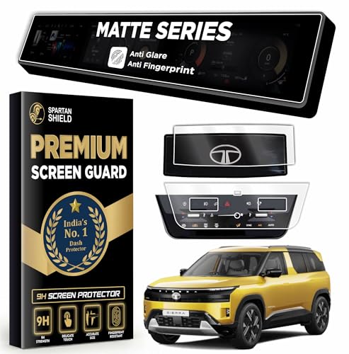 Image of Spartan Shield MATTE [3 PACK] Screen Guard For TATA SIERRA 2026 FACELIFT || ACCOMPLISHED+ TOP MODEL ||12.3 INCH TRIPLE SCREEN INFOTAINMENT + STEERING CLUSTER + AC PANEL PROTECTOR | *ANTI GLARE * | Fingerprint & Scratch Proof | Water Resistant | HD Clear | Bubble-Free Installation || Sierra 2025 Accomplished Plus Car Display Stereo Accessories [Not Tempered Glass]