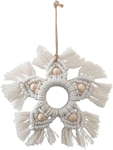 Decoraciones creativas de Navidad con colgante de copo de nieve tejido, adorno para colgar en el árbol de Año Nuevo, decoración de cuerda de algodón