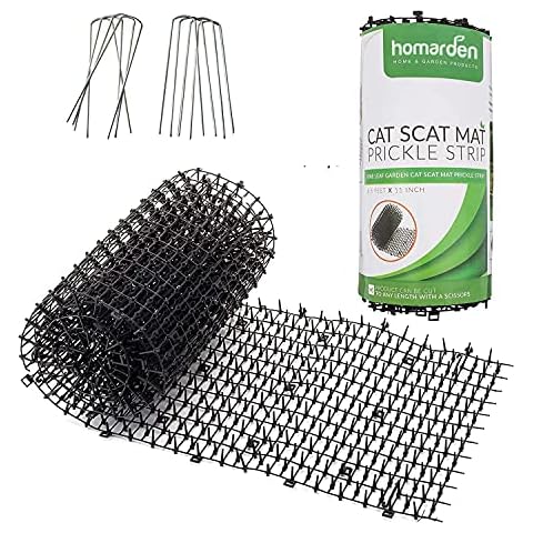Homarden Cat Repellent Outdoor Scat Mat (6.5 ft) - Deterrent Scat Mats for Cats and Dogs - Indoor/Outdoor Deterrent Devices - Includes 8 Garden Staples Cover
