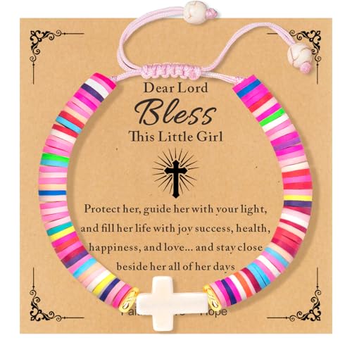 Teen Girl Gifts Trendy Stuff Cute Cross Bracelet Religious Christian Gifts for Women WWJD Bracelets for Kids, Girls Birthday Christmas Gifts Jesus Catholic Communion Baptism Easter Gifts