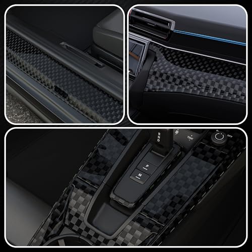 Image of Lypumso Carbon Fiber Vinyl Wrap, High Gloss Black Vinyl Film with Air Release Technology Suitable for Auto Exterior Interior Decor, Glossy Grid Brushed Metal Self Adhesive Decal for Cars 1ft x 5ft