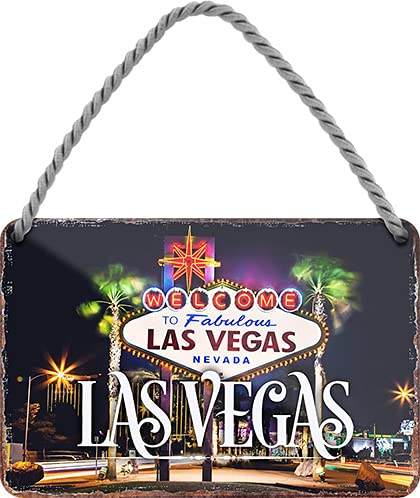 schilderkreis24 Targhe in metallo, collezione 18 x 12 cm, motivo: città provenienti da tutto il mondo: decorazione e idea regalo per giramanici (Las Vegas)