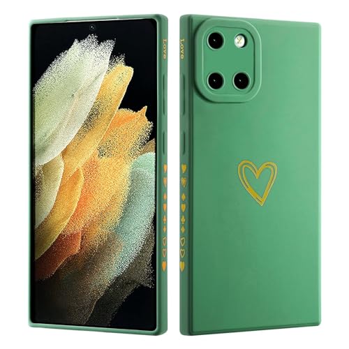 LENGRACE para Samsung Galaxy Note 10 Lite Patrón De Corazón Funda,Love Patrón Moda Lindo para Mujeres Niñas Silicona Antichoque TPU Carcasa-Verde