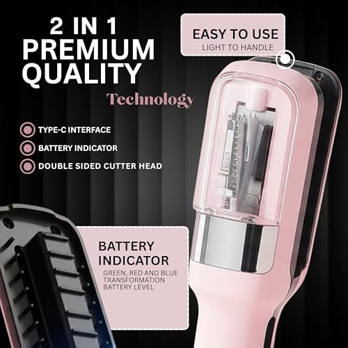 Image of Split End Hair Trimmer | 2-in-1 Rechargeable Cordless Hair Straightener & Split End Remover | For Frizzy, Dry & Damaged Hair | Men & Women