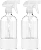 Vista 14 de Paquete de 2 botellas de vidrio con funda de silicona, recipientes vacíos recargables de 16 onzas con boquillas de pulverización ajustables