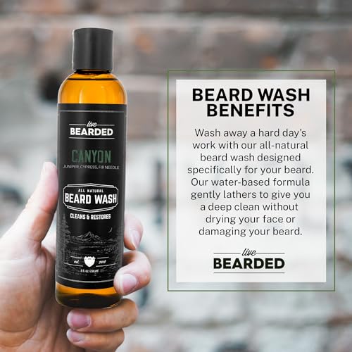 Live Bearded Beard Wash, 8 fl oz - Water-Based Face Cleanser with All-Natural Ingredients for a Gentle, Deep Clean - Made in the USA | Canyon Scent - Juniper, Cypress, Fir Needle - Image 4