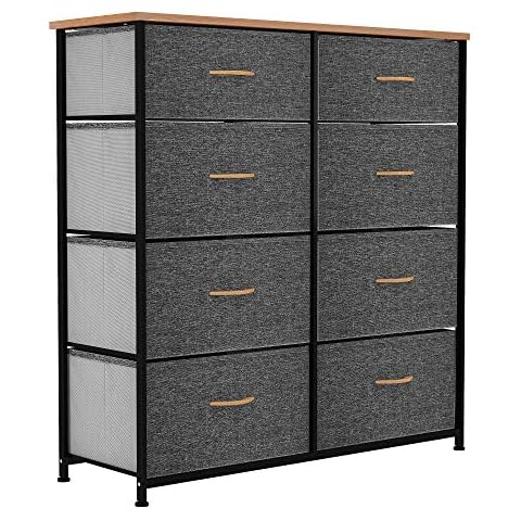 YITAHOME Chest of Drawers, Cationic Fabric 8-Drawer Storage Organizer Unit for Bedroom Living Room Closet, Sturdy Steel Frame, Easy Pull Fabric Bins & Wooden Top, Fabric Dresser Cover