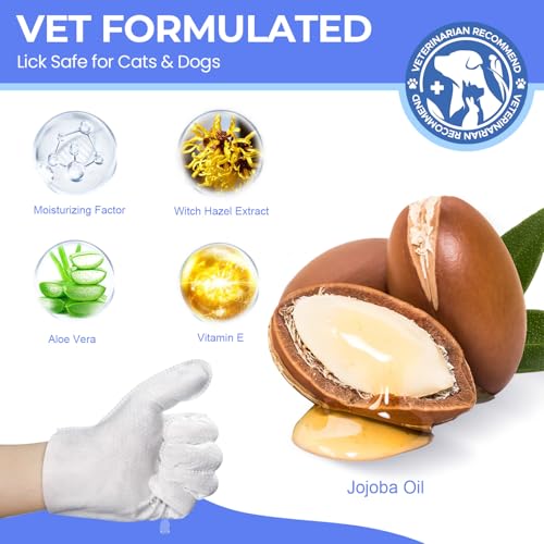 Image of Pet Cleaning Glove Wipes for Dogs & Cats, Hypoallergenic Deodorizing Disposable No-Rinse Grooming Wipes, Extra Thick Bathing Wipes,Perfect for Pet Dry Cleaning,Daily Care and Travel,48 pcs