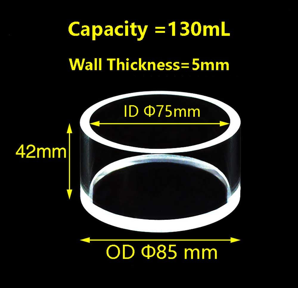 Cubetas de Cuarzo de 0,7 ml y 130 ml, Vidrio de Cuarzo óptico JGS-1, celda de Muestra Reflectante con Tapa.(130mL Cuvettewithout Cover)