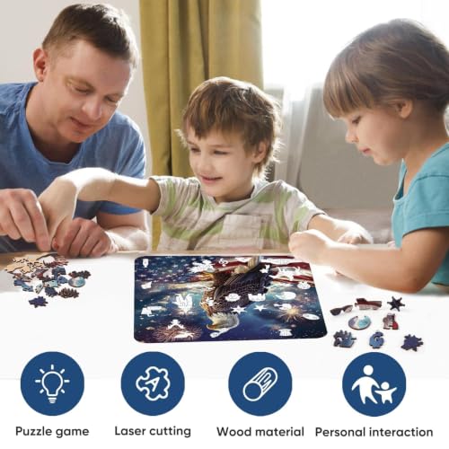 Rompecabezas de Madera Reouinty para Adultos, Águila Bandera 200 Piezas 11.2x11.2 pulg | Rompecabezas Jigsaw, Rompecabezas Día de Independencia, Decoración de Pared Única, Rompecabezas de Madera para Patriota, Regalos para Juego Familiar miniatura 6