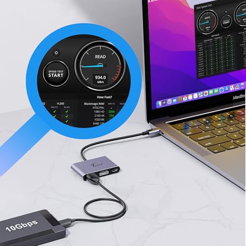 Image of Techie 3-in-1 Type-C HDMI Hub with 4K 60Hz Output 100W Power Delivery Charging and USB 3.2 10Gbps Port for MacBook iPad Pro Windows Laptops and Tablets
