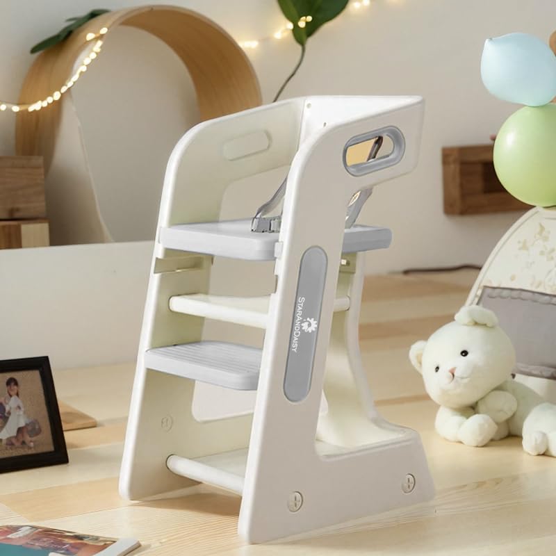 Image of StarAndDaisy High Chair for Baby /Kids Study Chair with Adjustable Height, Safety Belt & Light Weight - Grey