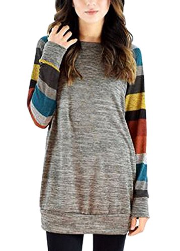 Ninkisann セーター レディース クルーネック ロング ボーダー柄長袖 デザイン カジュアル ファッション 可愛い 通勤通学 ルームウェア 旅行 ゆったり 快適 ニットセーター