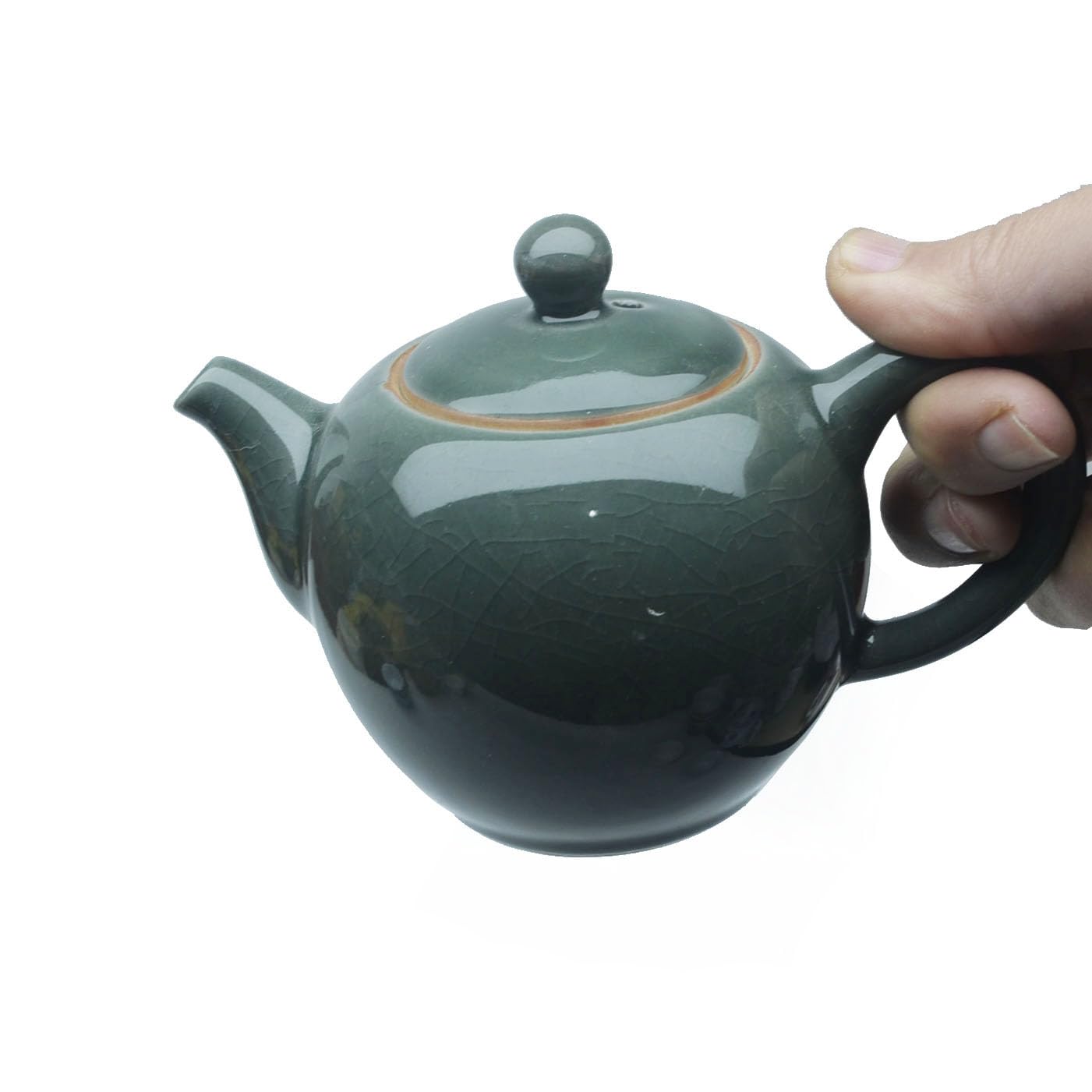 Teiera in porcellana, 255 g, piccola teiera tradizionale cinese Ice Crack Glaze, bollitore da tè in ceramica (verde)