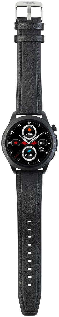 Newgen Medicals Pulsuhr mit Brustgurt: Fitness-Smartwatch, EKG-, Herzfrequenz- & SpO2-Anzeige, App, IP67 (Smartwatch Herren wasserdicht, Blutdruck Damen, Display)