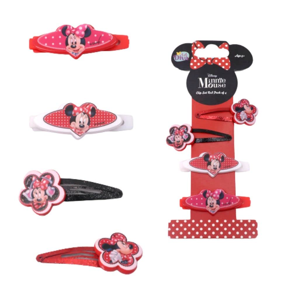 Lil Diva Minnie Mouse Hair Clips - 4 pcs For Girls 3 Years And Above (B0B8GN14MS) Amazon Price History, Amazon Price Tracker
