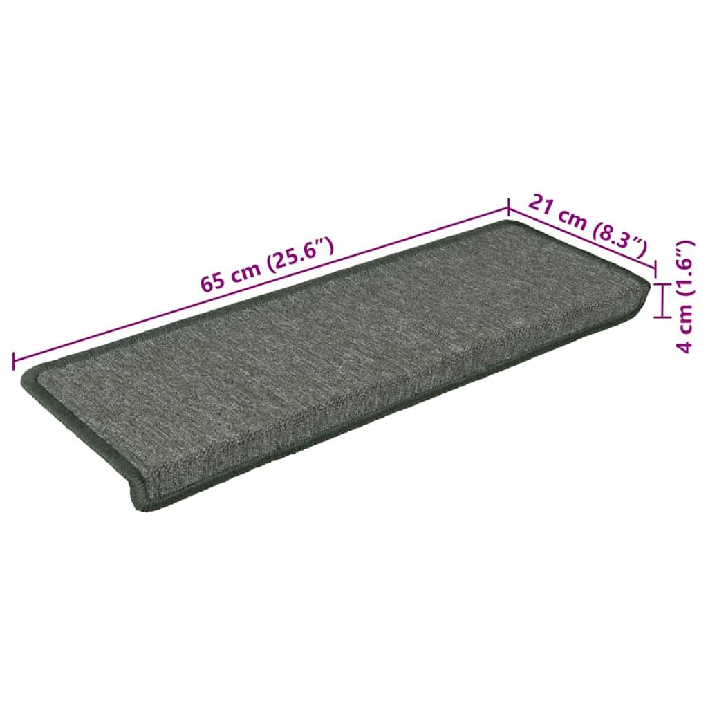 Ciemnozielona mata schodowa 15 sztuk 65 x 21 x 4 cm PP Tufted