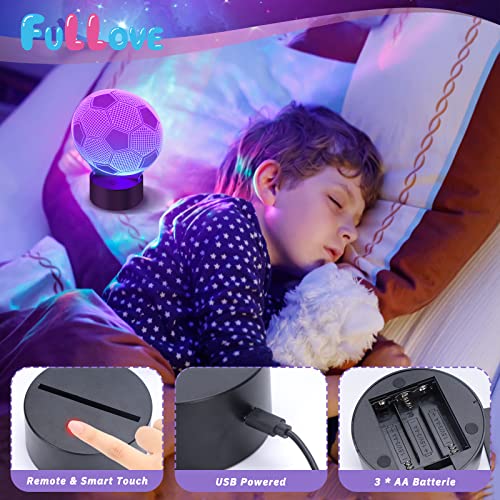 Fullove Geschenke für 6 7 8 9 10 Jährige Jungen Fußball Lampe,5-10 Jährige Jungs Geschenke Kinder 7 8 9 Jahre Geburtstag Jungs ab 5 6 7 8 Fussball Spielzeug für 8 Jährige Jungen Weihnachten