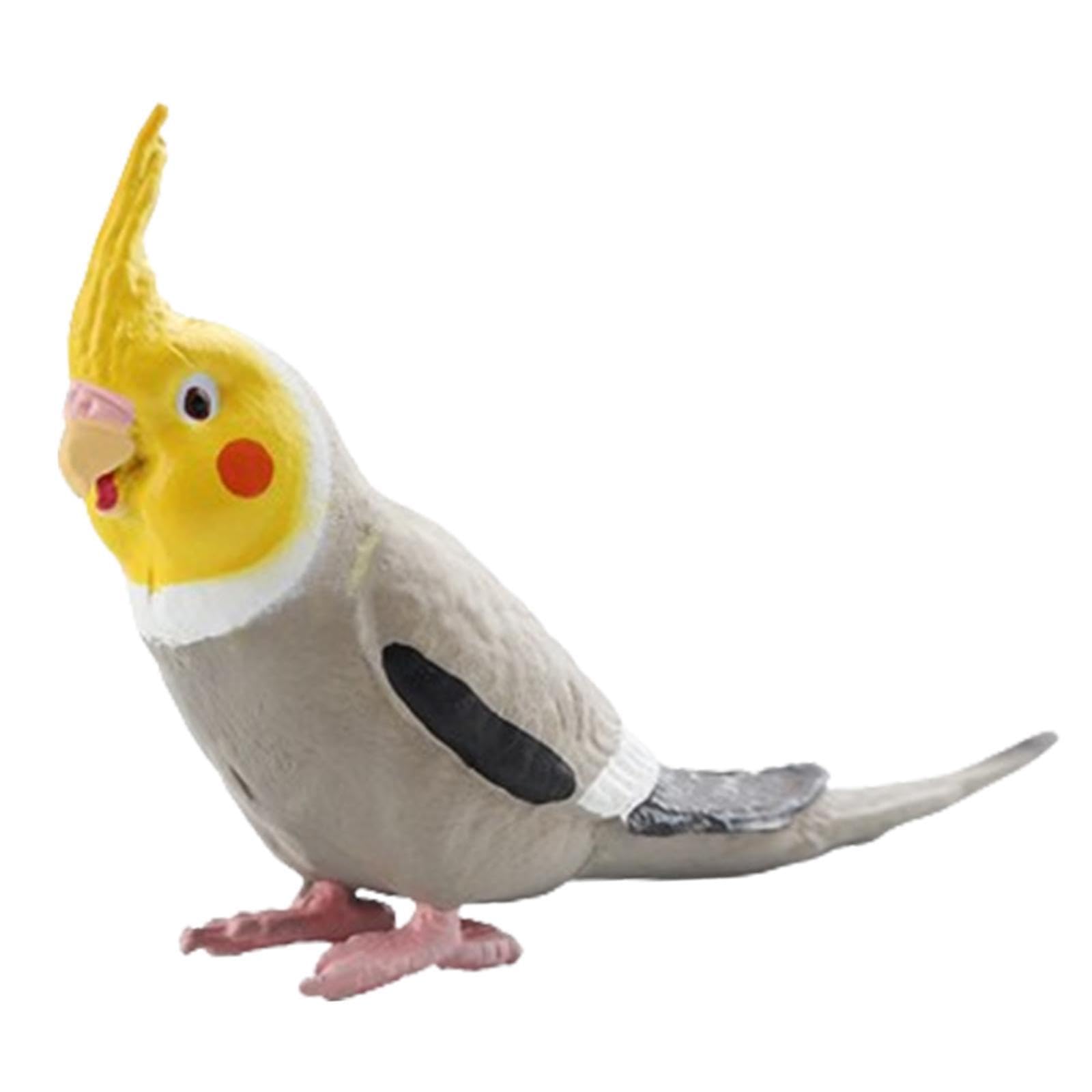 KIXZSAZ Cockatiel Bird Animal Figurines Sculpture Versatile Decoration Item Figurines Collectors Displaying Photography Props Educational Mini Birds Figures, gray, 9.5x4.8x2.4cm