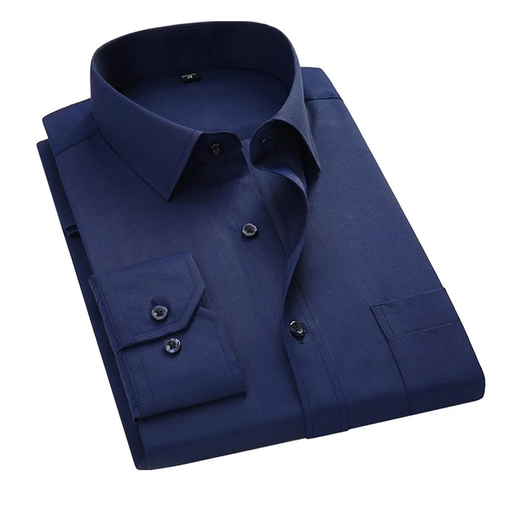 Men Business Casual Long Sleeved Shirt for Male Solid Color Dress Shirts Slim Fit Chemise Homme
