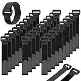 AIRUEEK 30 Pezzi Fascette a Strappo Riutilizzabili 20cm x 20mm, Cinturini per Cavi con Fibbia in Plastica, Fasce in Nylon Larghe per Organizzazione PC, TV, Casa e Ufficio - Nero