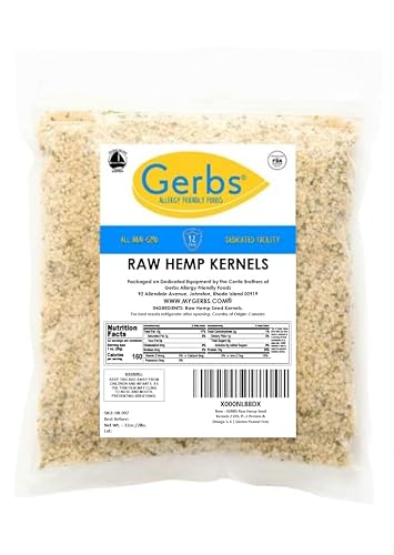 GERBS Raw Hemp Seed Kernels 2 LBS. Premium Grade | Freshly Harvested hemp hearts & Packaged in Resealable Bulk Bag | Non-GMO, Keto & Paleo |Packed with Plant Protein & Omega 3, 6 | Gluten Peanut Free