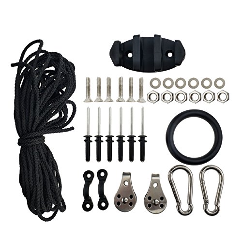 Iztoss Marine Kayak Canoe Anchor Trolley Kit with Rope Cleat Pulley Block Rigging Ring