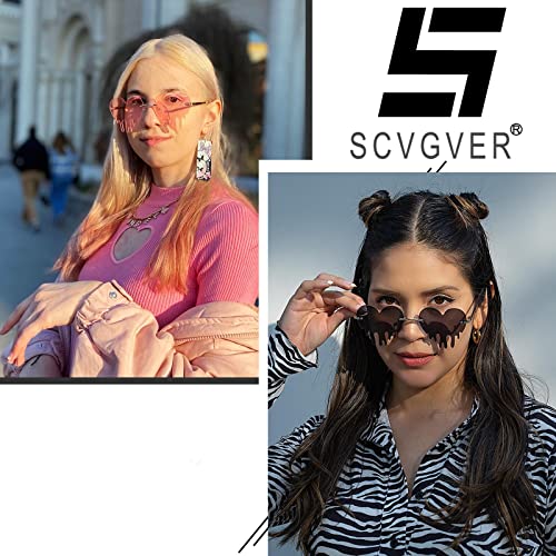 SCVGVER Dragonfly Frame Melting Heart Rimless Sunglasses for Women Men Vintage Creative 90s Sunglasses Frameless Glasses2