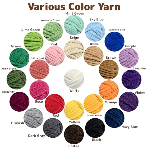 Image of OMoiout Chunky Chenille Yarn for Crocheting, 2 Pack Soft Baby Blanket Yarn, #7 Super Bulky, Chunky Knit Blanket Crochet Yarn, 14 oz /218.7 yds Fluffy Velvet Amigurumi Yarn(2 Burgundy)