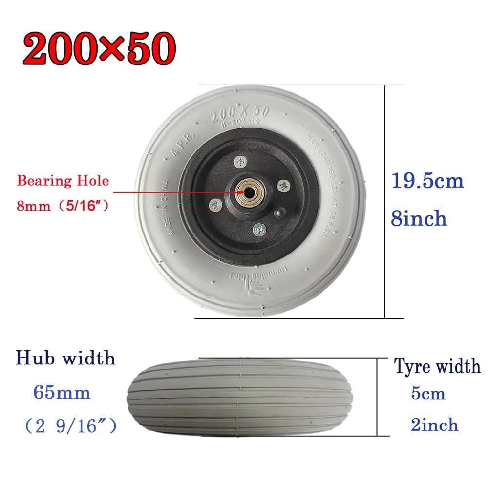 8-Calowe Przednie Koło Wózka Inwalidzkiego, PU Koło 200 X 50, Osoby W Podeszłym Wieku, Chodzik Dla Niepełnosprawnych, Koło Zapasowe)/Grey/8Inch(2Pcs)