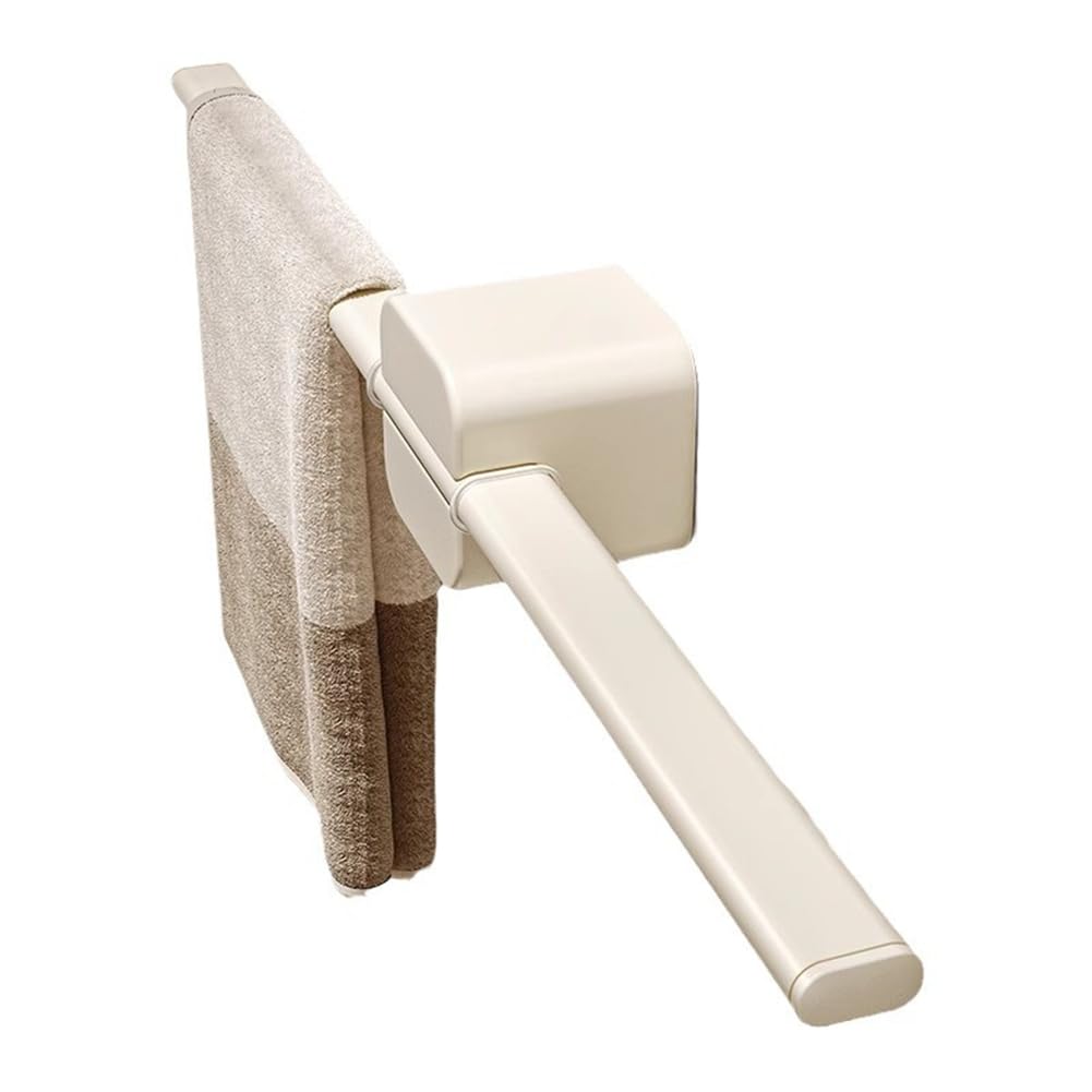 CTRLZS Cream White Bathroom Towel Bar, Wall Mounted Hand Towel Holder, No-Drill Storage Rack, Home Organization Gadgets