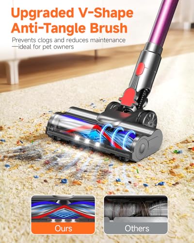Image of FEPPO Cordless Vacuum Cleaner, Upgraded 70Mins Powerful Vacuum Cleaners for Home with Self-Standing, Touch Screen, Anti-Tangle Stick Vacuum Cordless, Wireless Vacuum for Hardwood Floor /Carpet /Pet Hair
