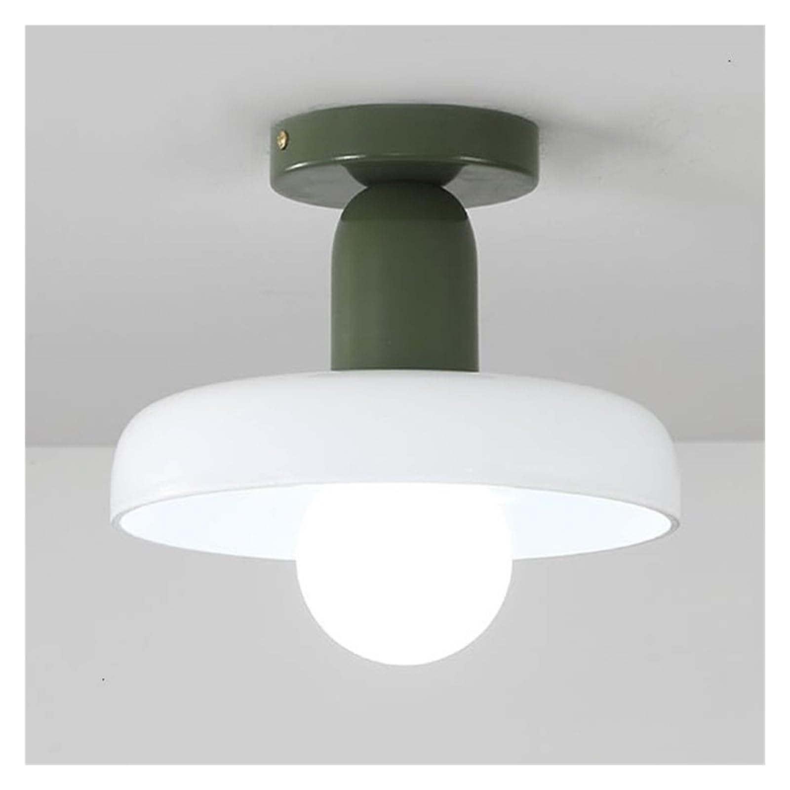 KHUKHU Glass Ceiling Light Fixture Mid Century Modern Hallway Light Fixtures Ceiling Glass Farmhouse Ceiling Lamp for Bathroom Kitchen Foyer Entryway Balcony(White,+Green)