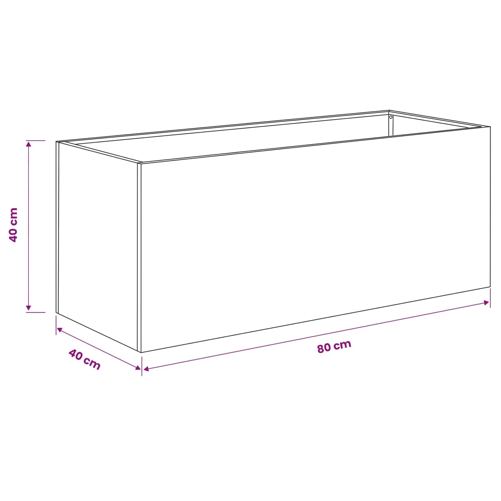 vidaXL Macetero de Jardín Oxidado 80 x 40 x 40 cm Acero Oxidado, Maceta Moderna para jardín y terraza, Rectangular, Resistente al Clima, Ideal para Flores y Plantas