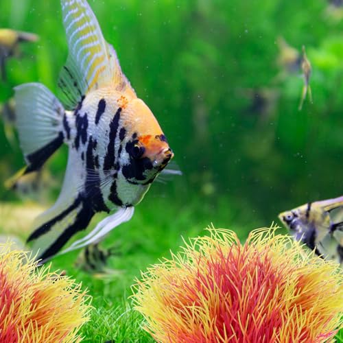 Image of 2PCS Fish Tank Plants Aquarium Plants Decorations Artificial Plastic Fish Tank Accessories Silk Green Natural Style Aquarium Plant (Pale Yellow)