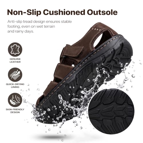 Image of JOUSEN Men's Sandals Outdoor Open Toe Water Beach Sandal Leather Sport Sandal