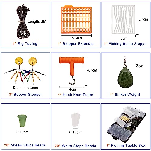 Kit de Equipamiento para Pescar Carpa, 277 piezas con Caja de Engranajes, Anzuelos, Cebos de Maíz, Pesas, Rigs, Grilletes y Accesorios miniatura 2