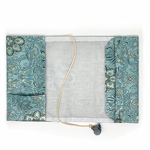 Adjustable Book Cover Decorative Notebook Sleeve Book Protector,Teal Mandala Flower Pattern (A5) #TOP1