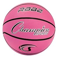 Champion Sports Rubber Junior Basketball, Heavy Duty - Pro-Style Basketballs, and Sizes - Premium Basketball Equipment, Indoor Outdoor - Physical Education Supplies (Size 5, Pink)