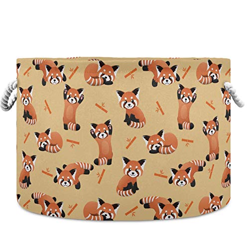 Image of visesunny Storage Basket Cute Red Panda Nursery Hamper Basket Clothes Toy Storage Organizer Bin Box Collapsible Laundry Bag for Kid Room,Playroom,Bathroom,Living Room,Dorm,Office