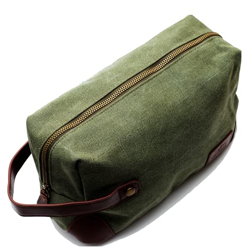 Vetelli Vintage Canvas Toiletry Bags, Travel In Style, Waterproof Canvas Dopp Kits, Durable (Marco) (Green)3