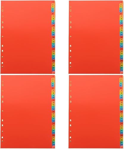 Ciieeo 4 juegos a4 divisor de índice perforado cuaderno de color carpetas de archivos de letras pestañas del alfabeto, separador de fichas de índice
