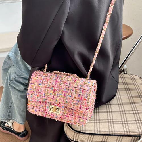 Bolso cuadrado de tweed para mujer, grande y con capacidad miniatura 4