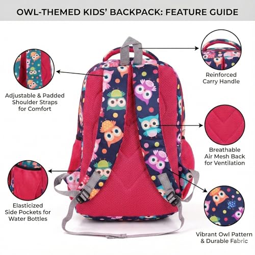 Image of Bag For Class 4th To 10th Standard Tuition School College All Day Use 32l Backpack Durable Polyester Material Owl Green Color Perfect For Students
