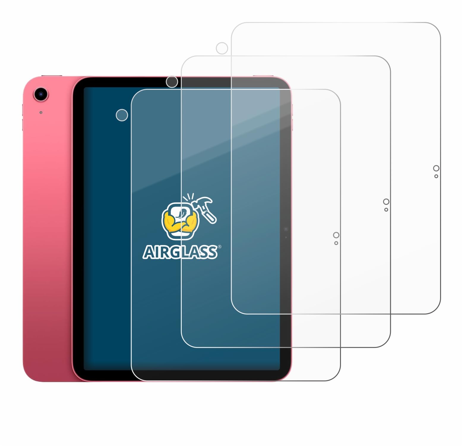 BROTECT 3 Stück Schutzglas für Apple iPad A16 11" 2025 | (Display+Kamera) Transparenter Displayschutz Made in Germany, Schutzfolie Panzer Folie Glas 9H Einfache Montage Clear