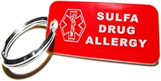 Pre-Engraved Sulfa Drug Allergy Plastic Medical Alert ID Keychain, Small 2.25 x .79 Inch