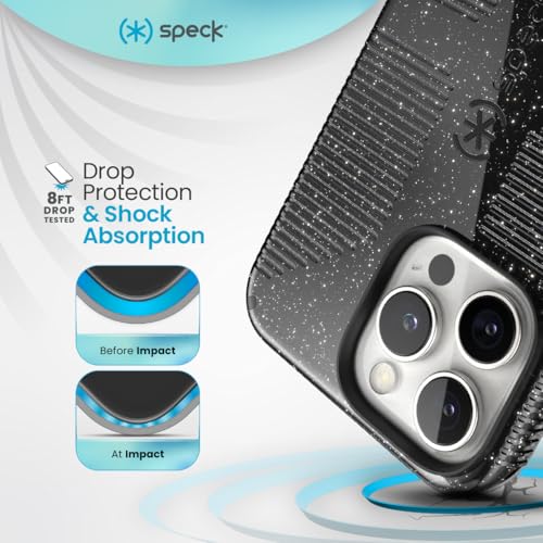 Image of Speck CandyShell Grip Case - iPhone 16 Pro Max Case for Women and Men - Slim MagSafe - White /Black