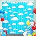 Cartoon Toy Inspired Story Birthday Party Decoration, 2 Pack Story Party Photo Booth Prop, Blue Sky White Cloud Fringe Curtains Tinsel Photo Streamers Backdrop for Cartoon Story Party Supplies