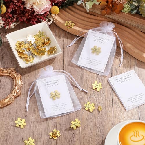 Solsew 100 Sets Employee Appreciation Gifts Bulk Inspirational Puzzle Piece Lapel Pin for Award Thank You Card Organza Bag Recognition Soccer Team Gift for Office Staff Coworker Volunteer (Difference) by Solsew - Image 5